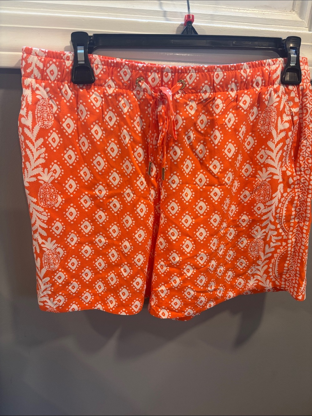 Lilly Pulitzer Orange and White Printed Drawstring Shorts